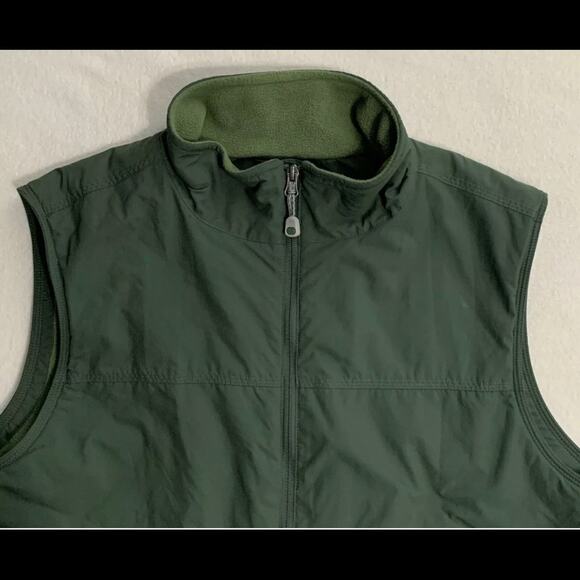 L.L. Bean Men's L Green Nylon/Fleece Zip Front Vest SUPER CLEAN - Picture 6 of 9